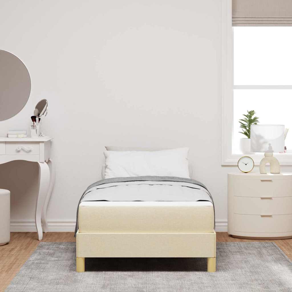 Boxspringbett Creme, Braun 90 x 190 cm Stoff, Ingenieurholz