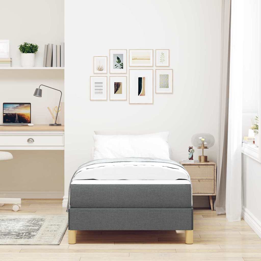 Boxspringbett mit Matratze Dunkelgrau 90 x 200 cm Stoff