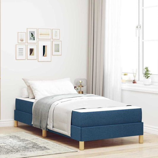 Boxspringbett Blau, Braun 90 x 200 cm Stoff, Ingenieurholz
