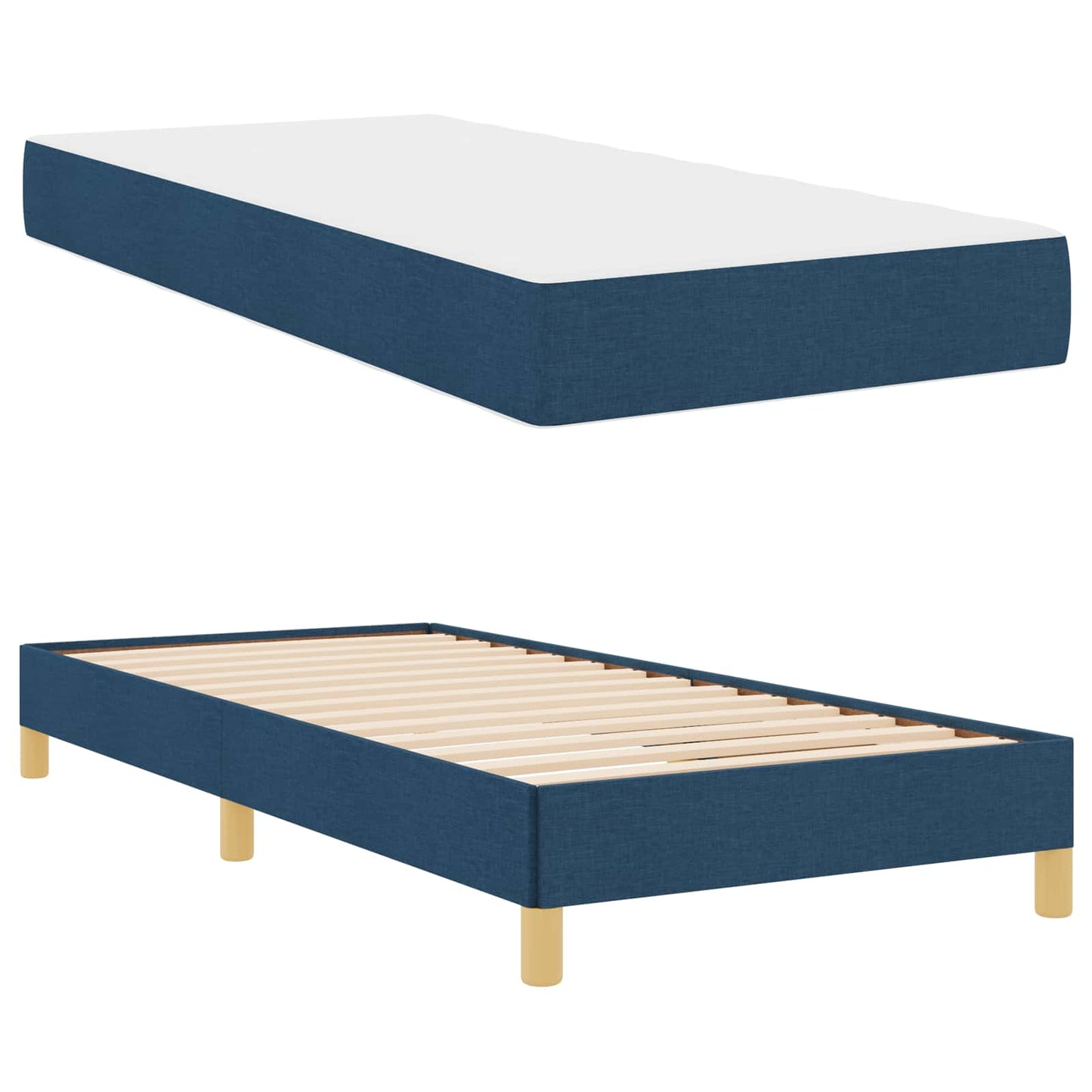Boxspringbett mit Matratze Blau 90 x 200 cm Stoff