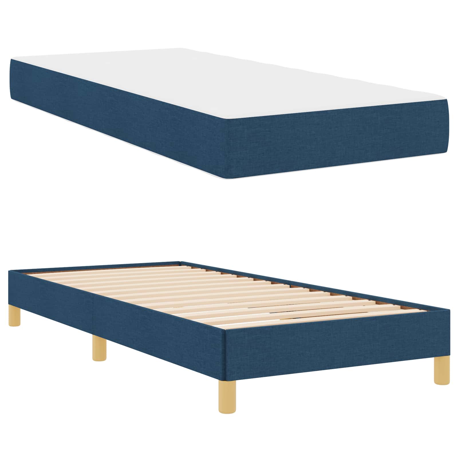 Boxspringbett mit Matratze Blau 90 x 200 cm Stoff