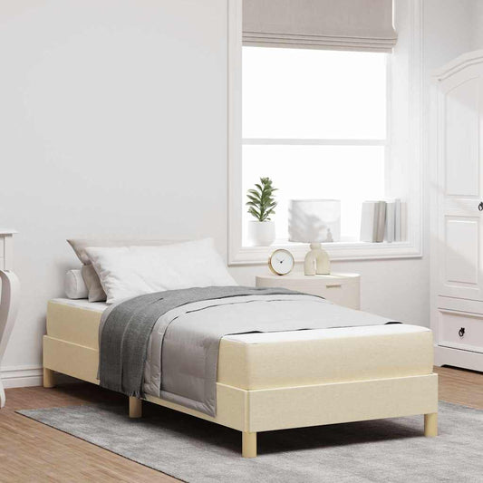 Boxspringbett Creme, Braun 100 x 200 cm Stoff, Ingenieurholz
