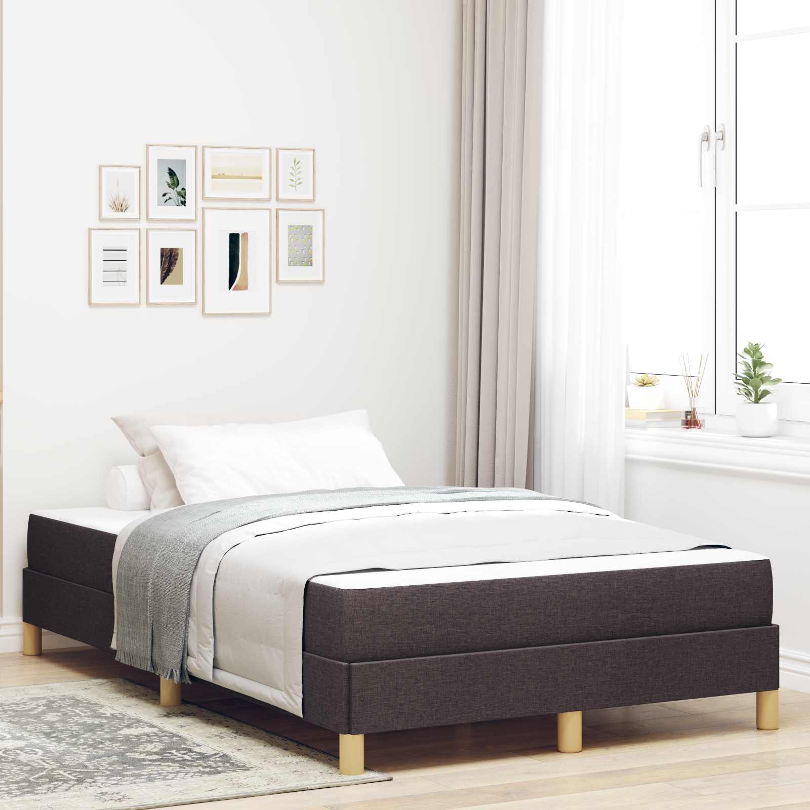 Boxspringbett mit Matratze Dunkelbraun 120 x 190 cm Stoff
