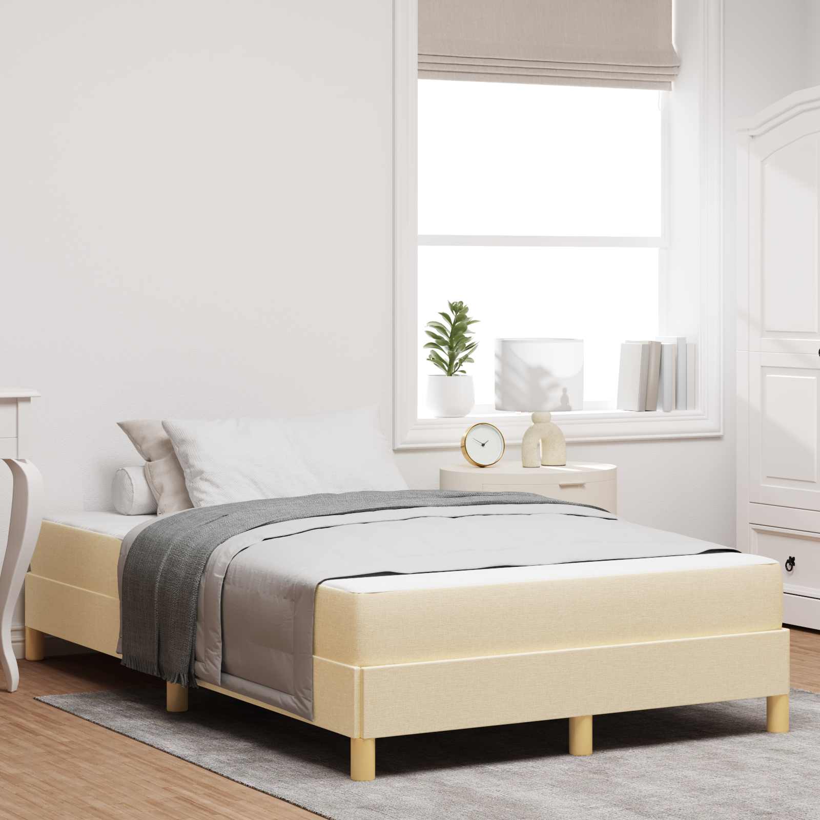 Boxspringbett mit Matratze Creme 120 x 190 cm Stoff