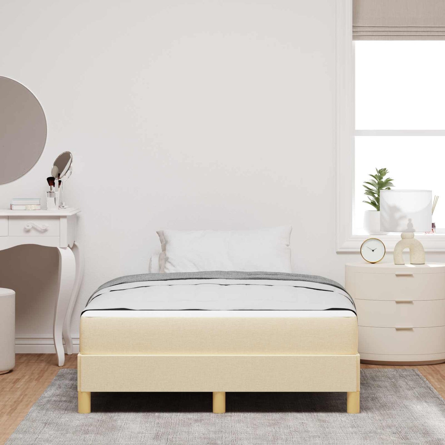 Boxspringbett mit Matratze Creme 120 x 190 cm Stoff