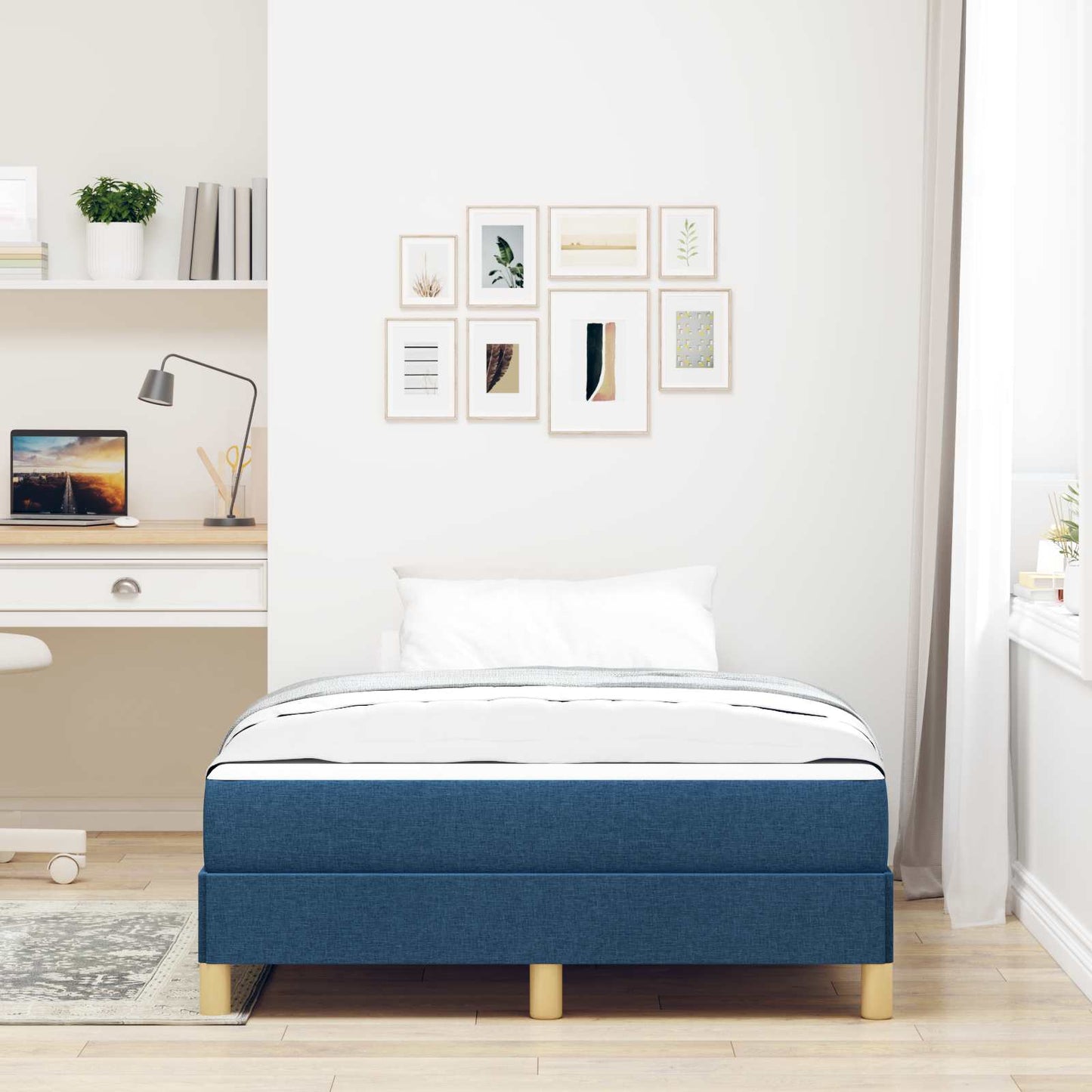 Boxspringbett mit Matratze Blau 120 x 190 cm Stoff