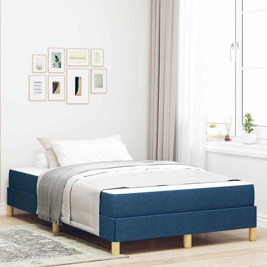 Boxspringbett Blau, Braun 120 x 200 cm Stoff, Ingenieurholz
