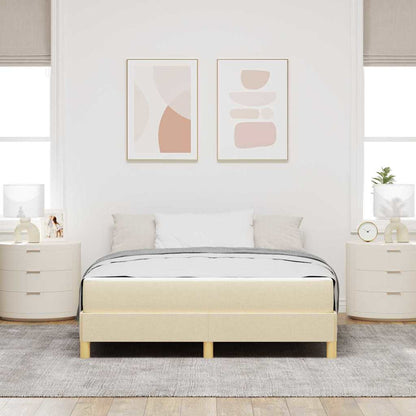 Boxspringbett mit Matratze Creme 140 x 190 cm Stoff