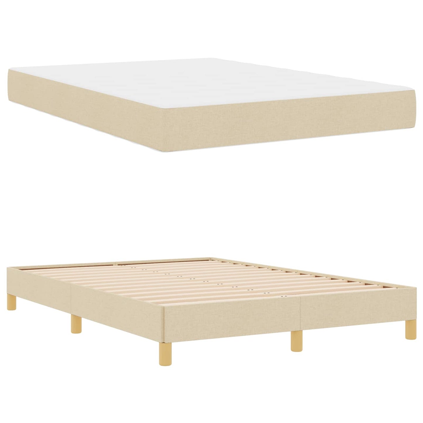 Boxspringbett mit Matratze Creme 140 x 190 cm Stoff