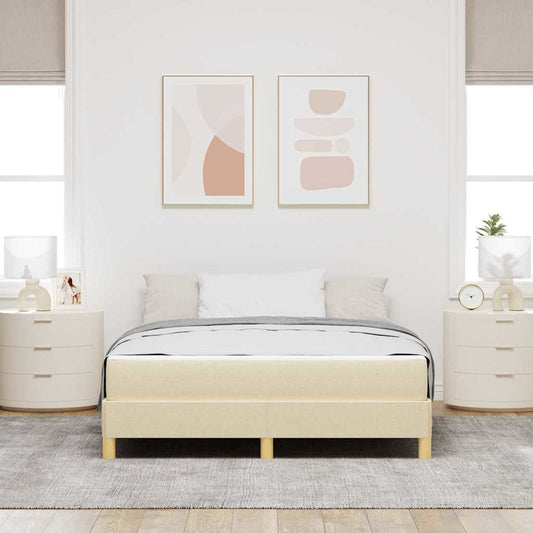 Boxspringbett Creme, Braun 140 x 200 cm Stoff, Ingenieurholz