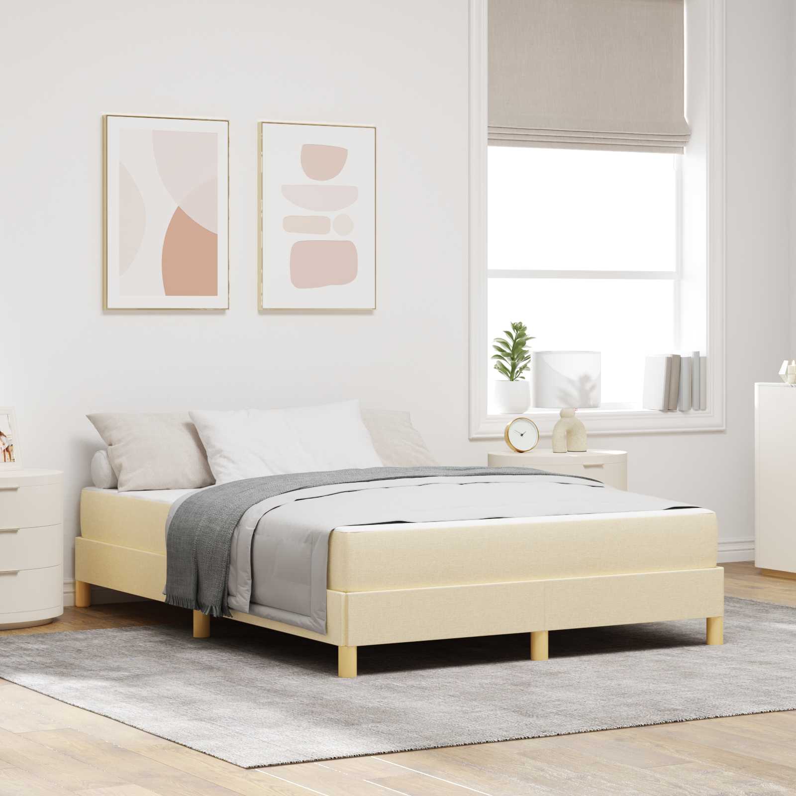 Boxspringbett mit Matratze Creme 140 x 200 cm Stoff
