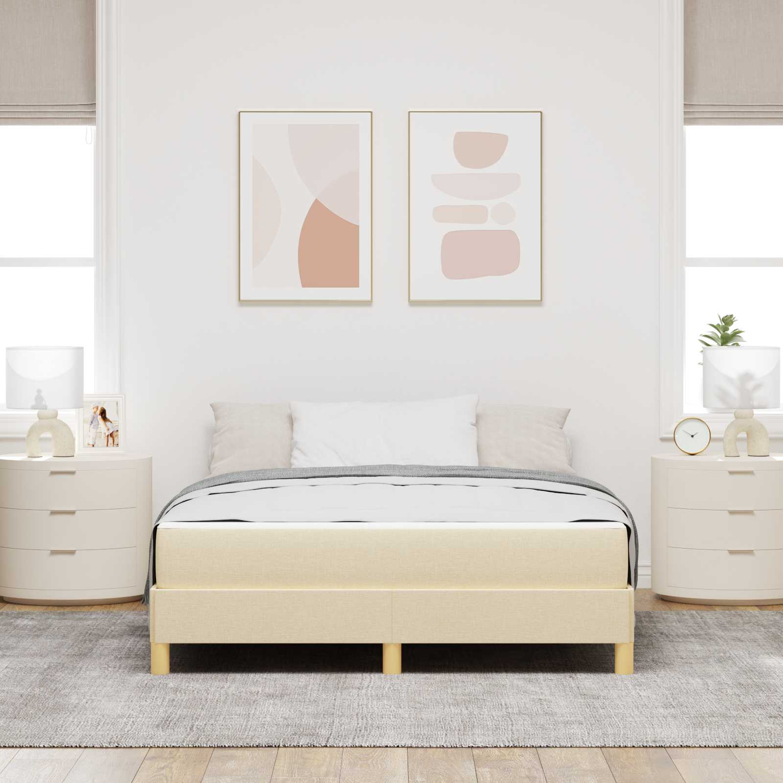 Boxspringbett mit Matratze Creme 140 x 200 cm Stoff