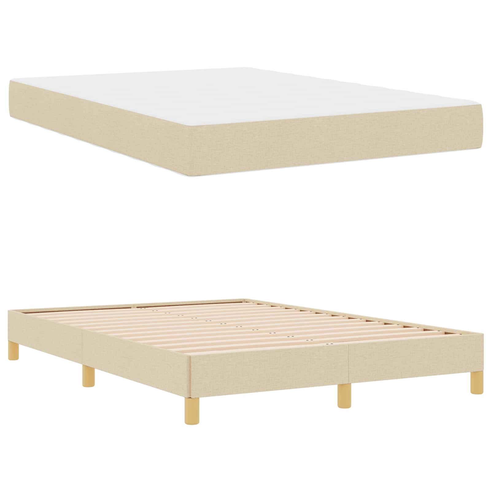 Boxspringbett mit Matratze Creme 140 x 200 cm Stoff