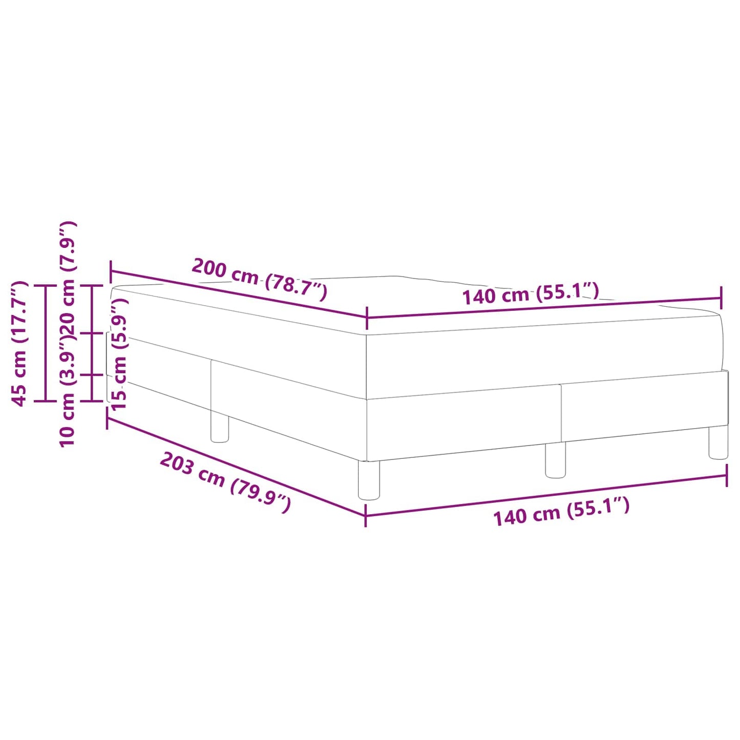 Boxspringbett mit Matratze Creme 140 x 200 cm Stoff