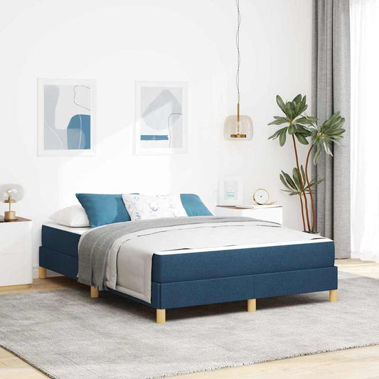 Boxspringbett Blau, Braun 140 x 200 cm Stoff, Ingenieurholz