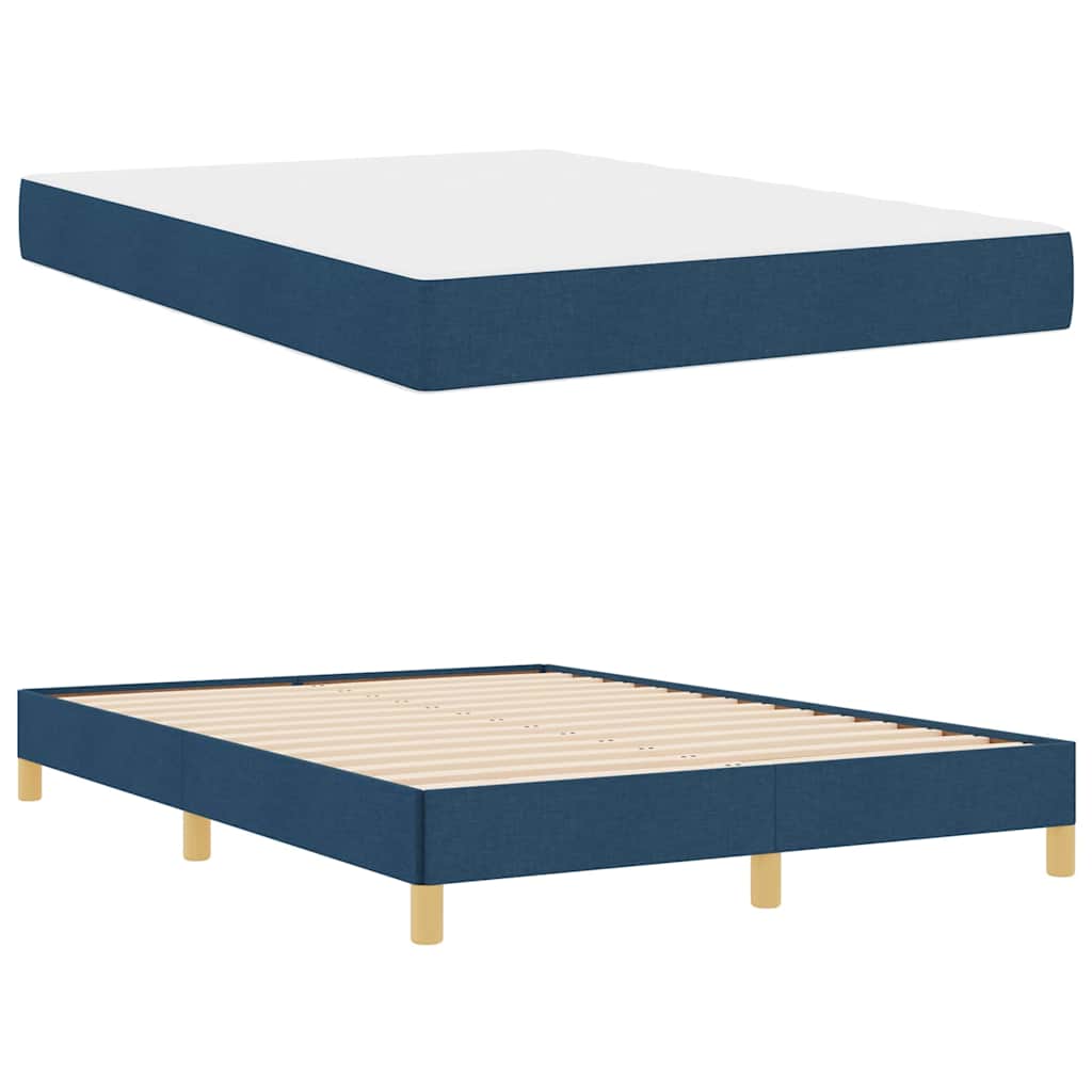 Boxspringbett Blau, Braun 140 x 200 cm Stoff, Ingenieurholz