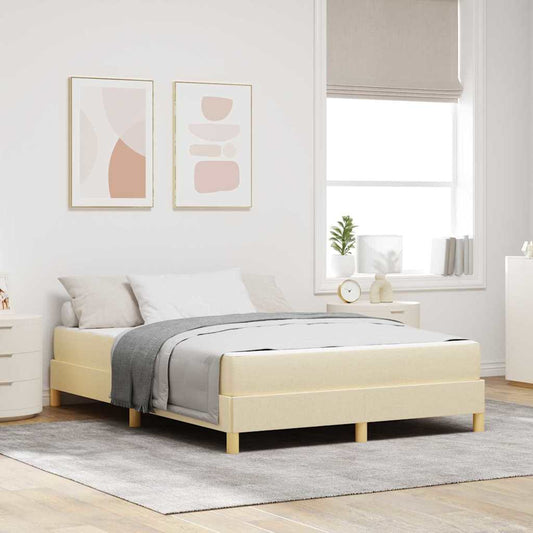 Boxspringbett Creme, Braun 160 x 200 cm Stoff, Ingenieurholz