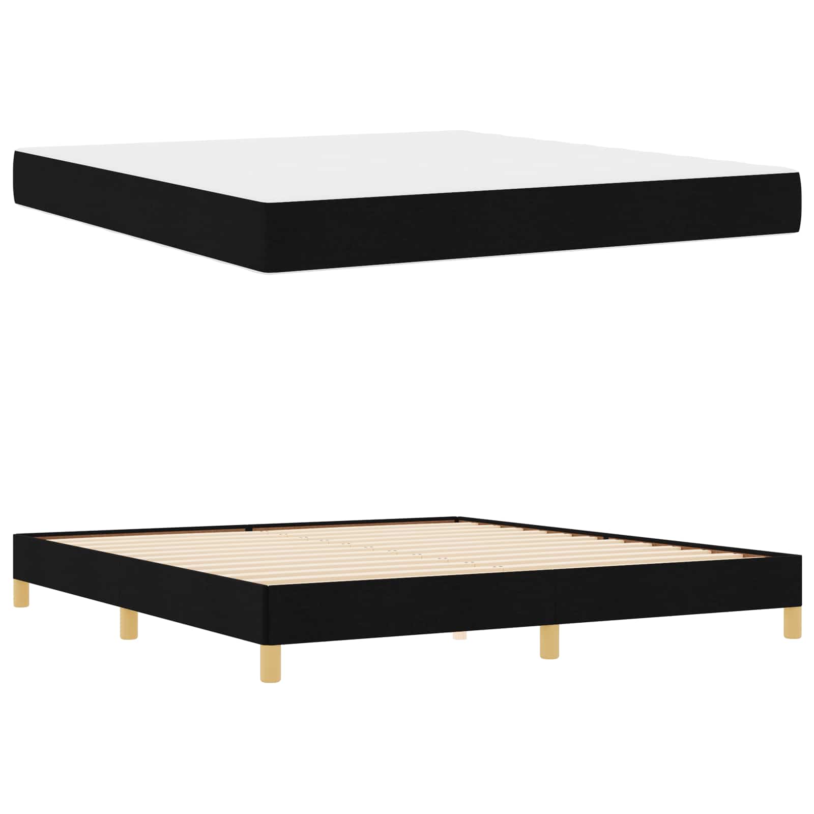 Boxspringbett mit Matratze Schwarz 180 x 200 cm Stoff
