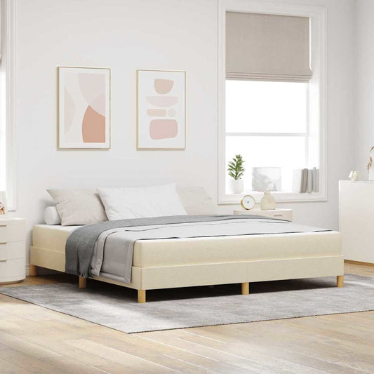 Boxspringbett Creme, Braun 180 x 200 cm Stoff, Ingenieurholz