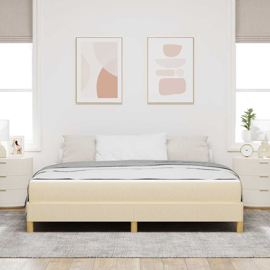 Boxspringbett Creme, Braun 180 x 200 cm Stoff, Ingenieurholz