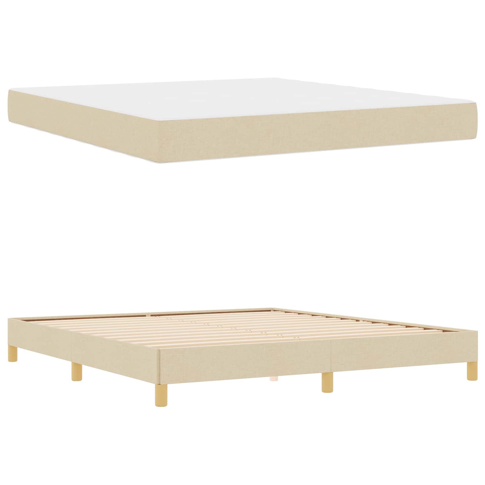 Boxspringbett mit Matratze Creme 180 x 200 cm Stoff