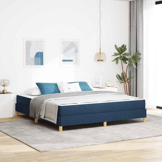 Boxspringbett Blau, Braun 180 x 200 cm Stoff, Ingenieurholz