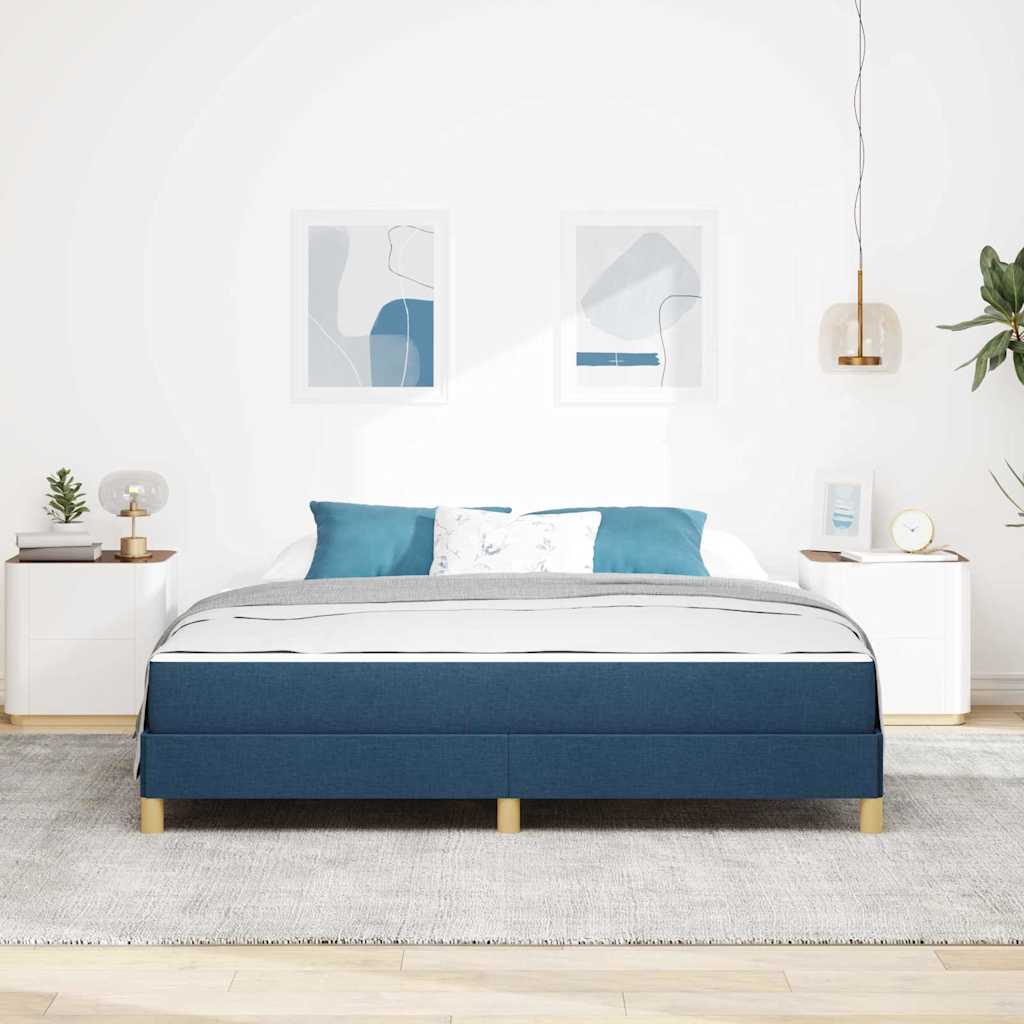 Boxspringbett Blau, Braun 180 x 200 cm Stoff, Ingenieurholz