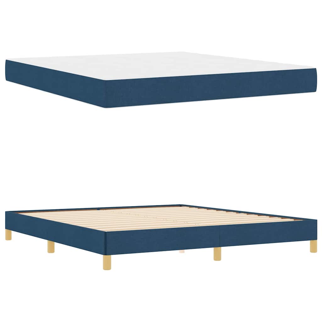Boxspringbett Blau, Braun 180 x 200 cm Stoff, Ingenieurholz