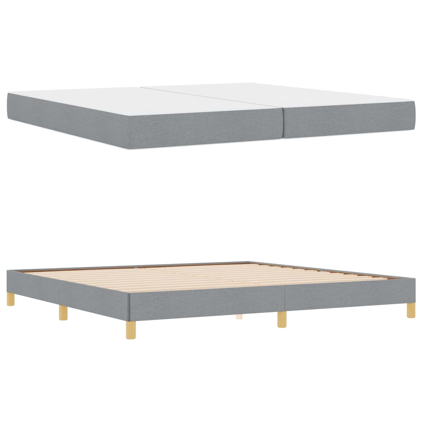 Boxspringbett mit Matratze Hellgrau 200 x 200 cm Stoff
