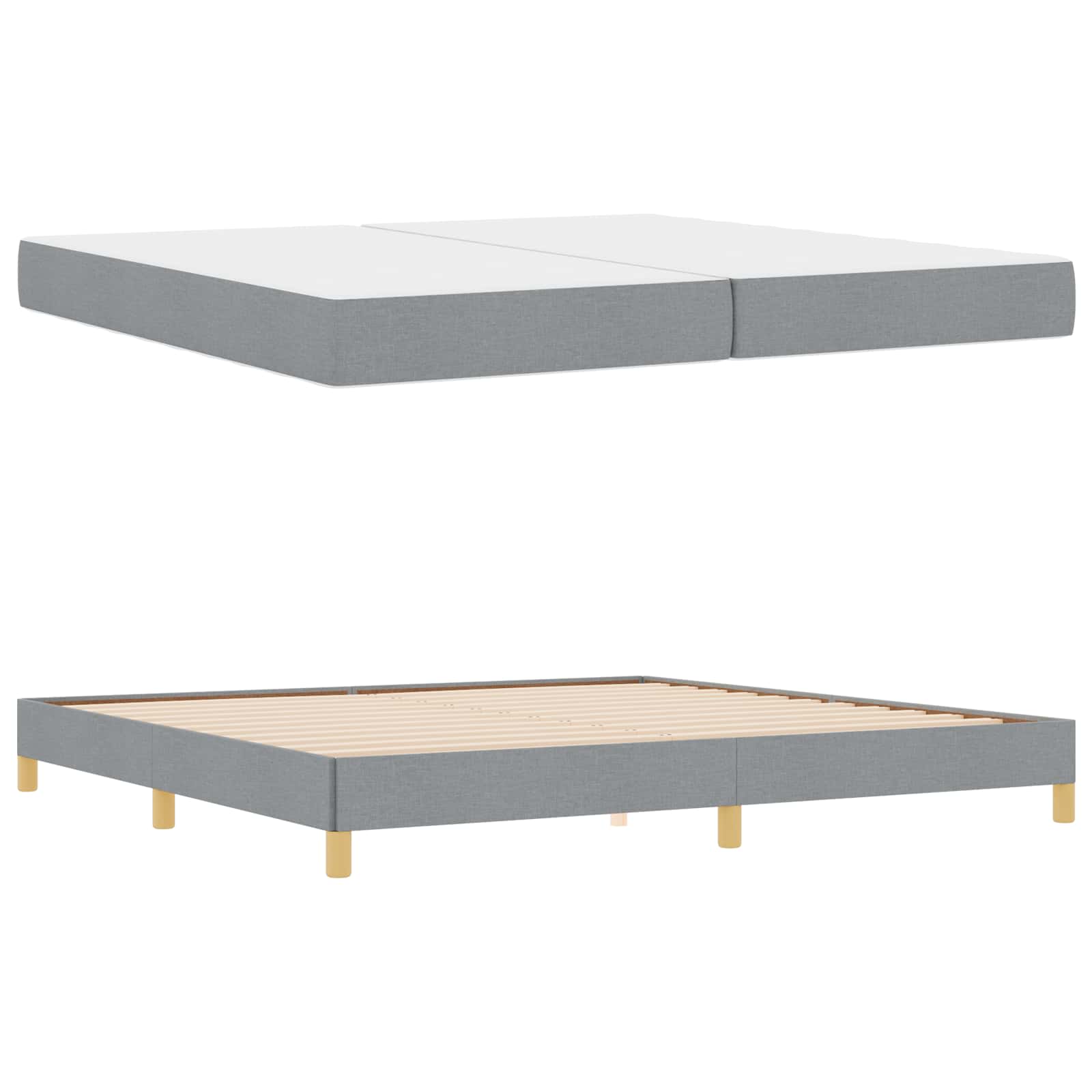 Boxspringbett mit Matratze Hellgrau 200 x 200 cm Stoff