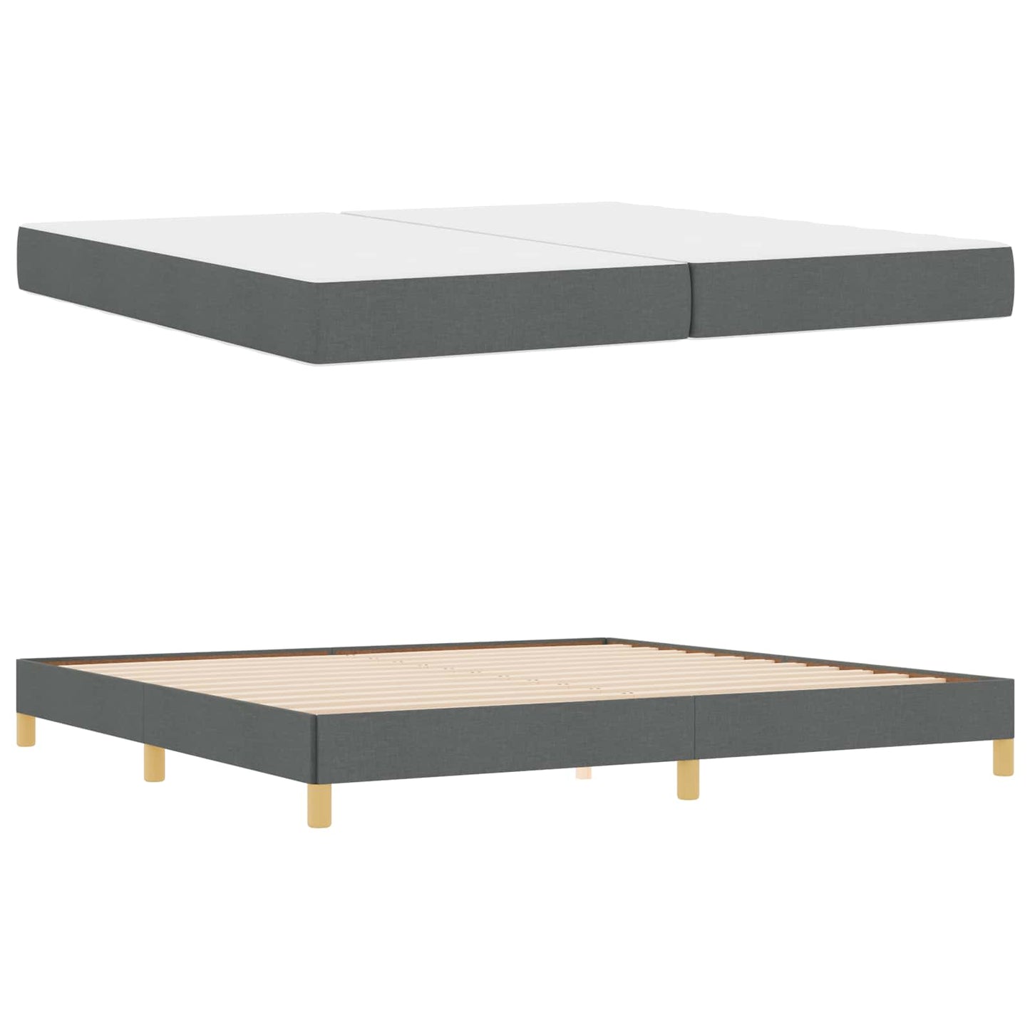 Boxspringbett mit Matratze Dunkelgrau 200 x 200 cm Stoff