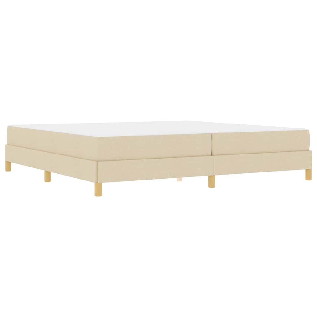 Boxspringbett Creme, Braun 200 x 200 cm Stoff, Ingenieurholz