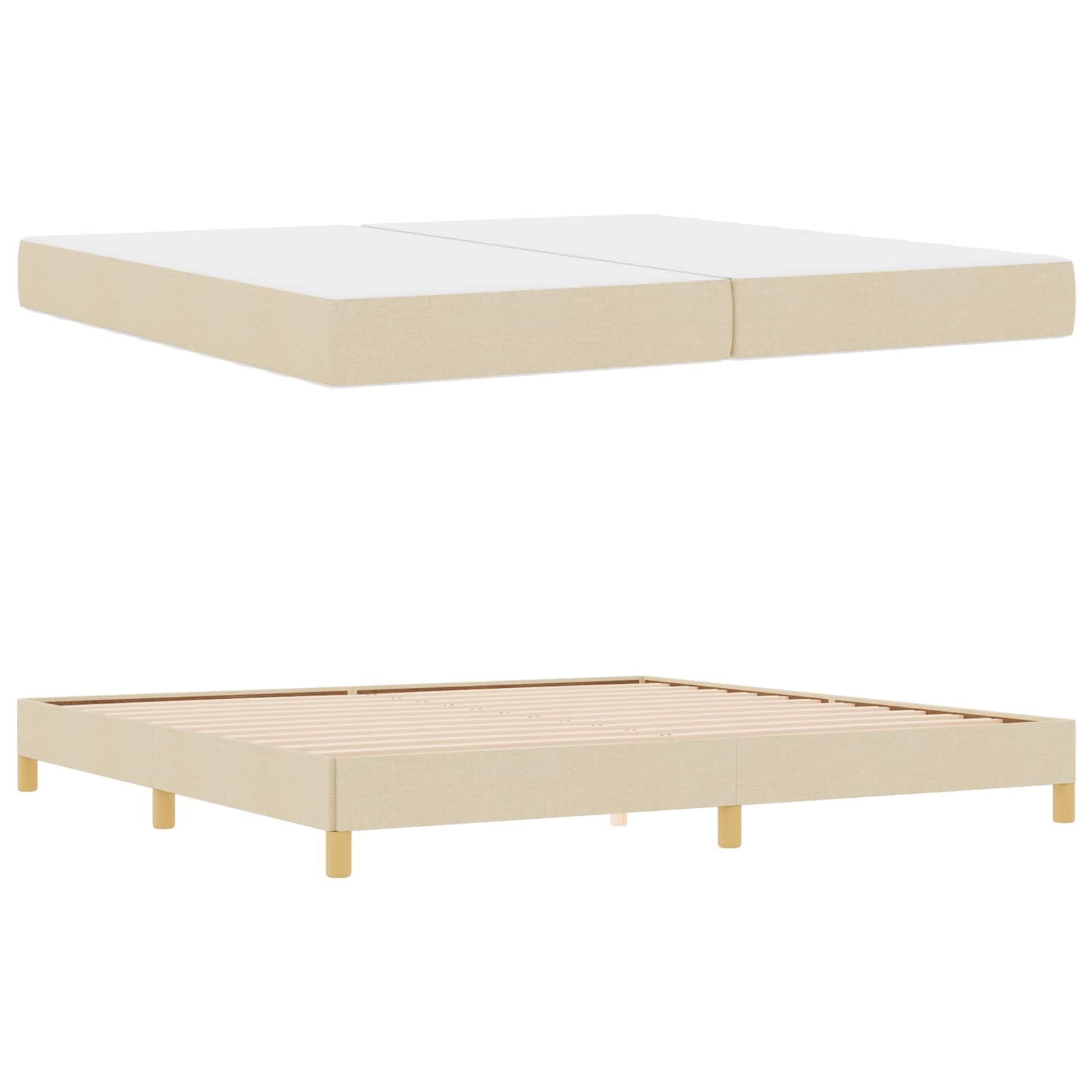 Boxspringbett mit Matratze Creme 200 x 200 cm Stoff