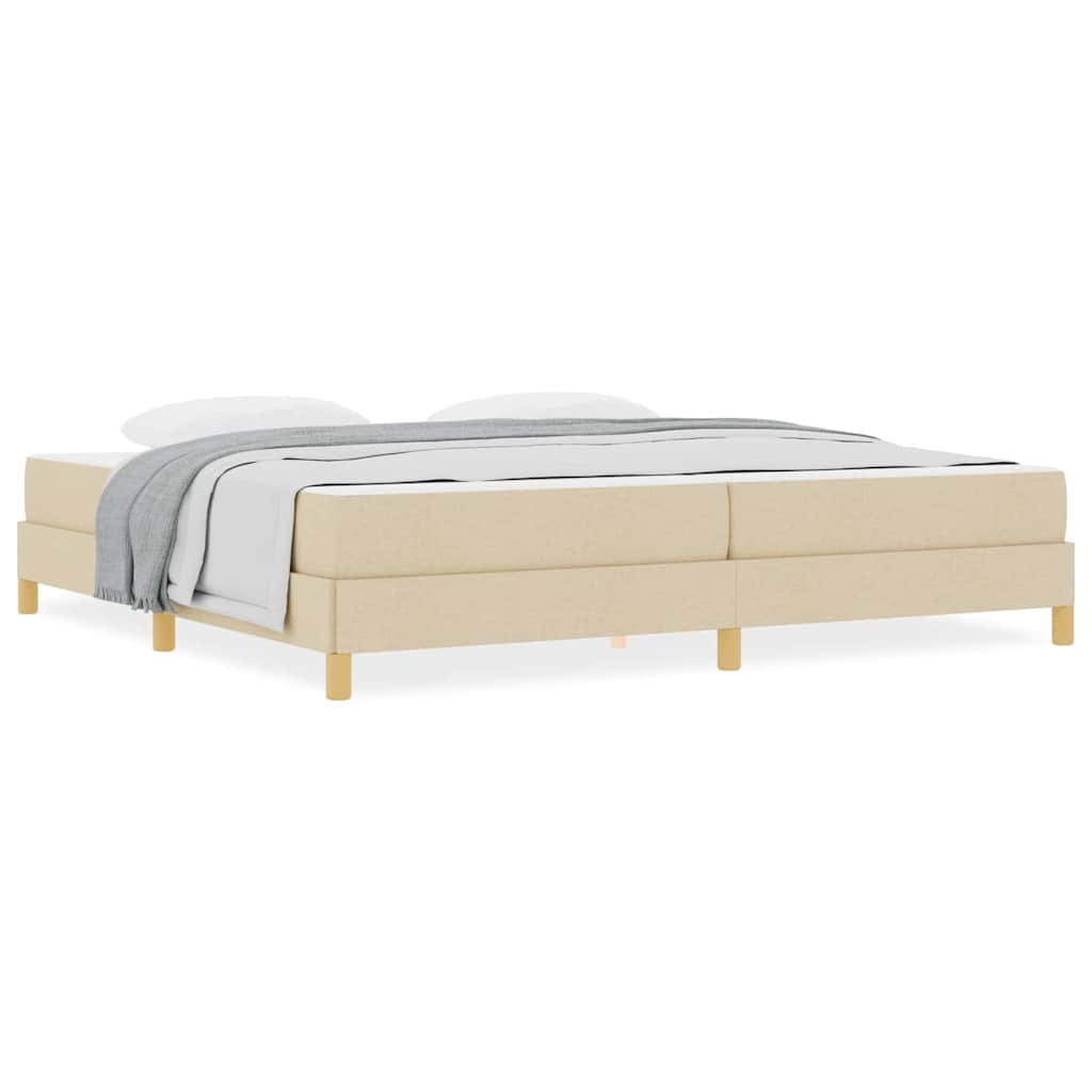 Boxspringbett Creme, Braun 200 x 200 cm Stoff, Ingenieurholz