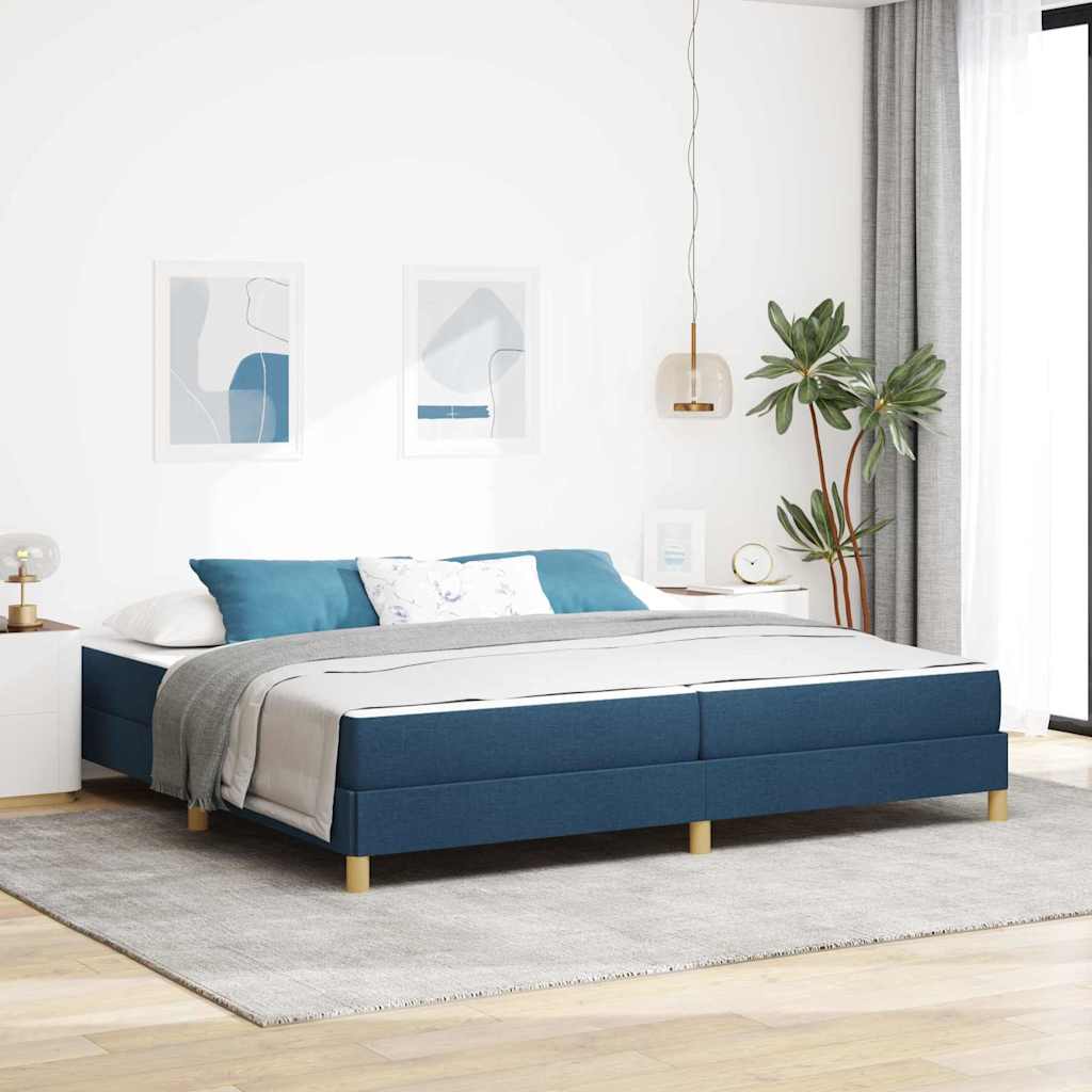 Boxspringbett Blau, Braun 200 x 200 cm Stoff, Ingenieurholz