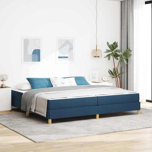 Boxspringbett Blau, Braun 200 x 200 cm Stoff, Ingenieurholz