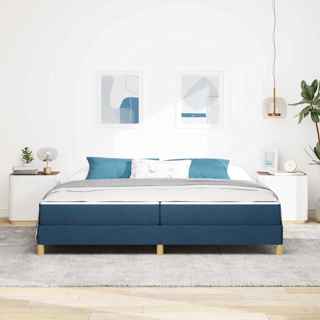 Boxspringbett Blau, Braun 200 x 200 cm Stoff, Ingenieurholz