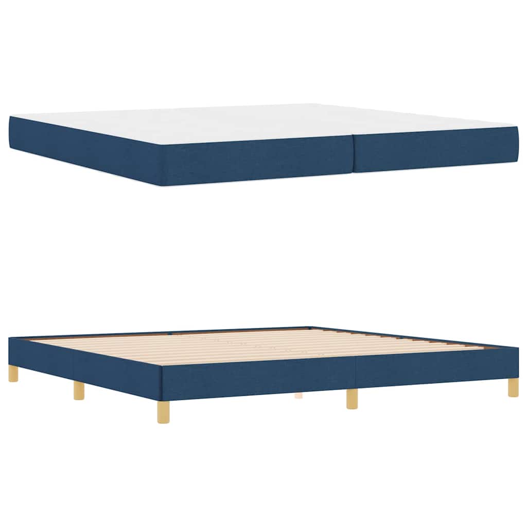 Boxspringbett Blau, Braun 200 x 200 cm Stoff, Ingenieurholz