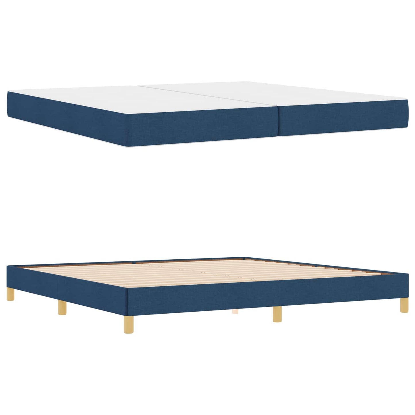 Boxspringbett mit Matratze Blau 200 x 200 cm Stoff