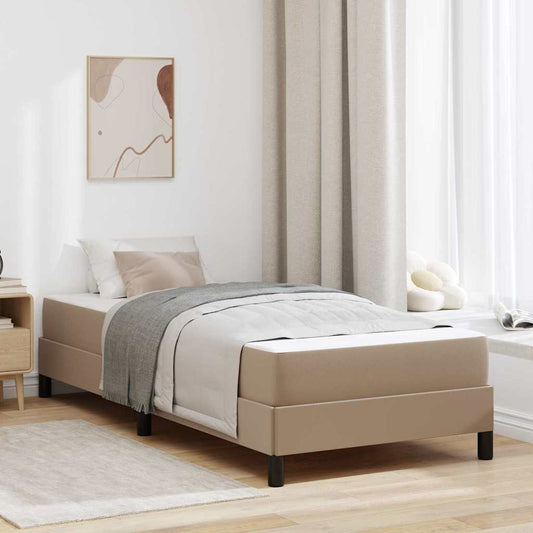 Bett mit Matratze Cappuccino 80 x 200 cm Kunstleder