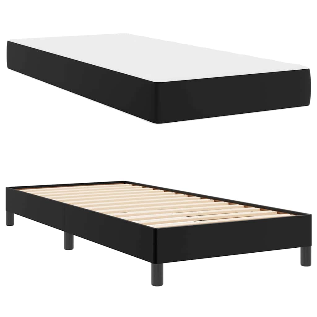 Bett mit Matratze Schwarz 90 x 190 cm Kunstleder