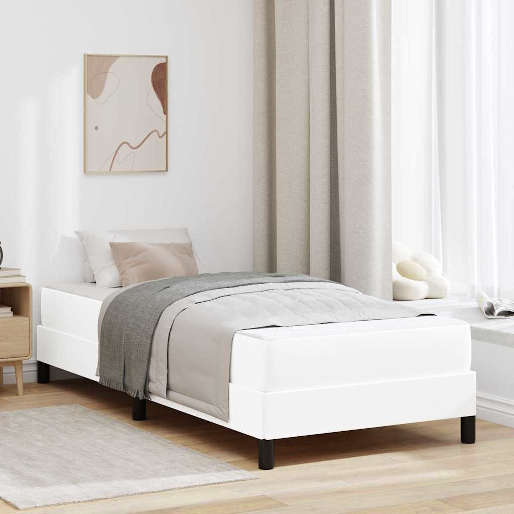 Bett mit Matratze Reinweiß 90 x 190 cm Kunstleder