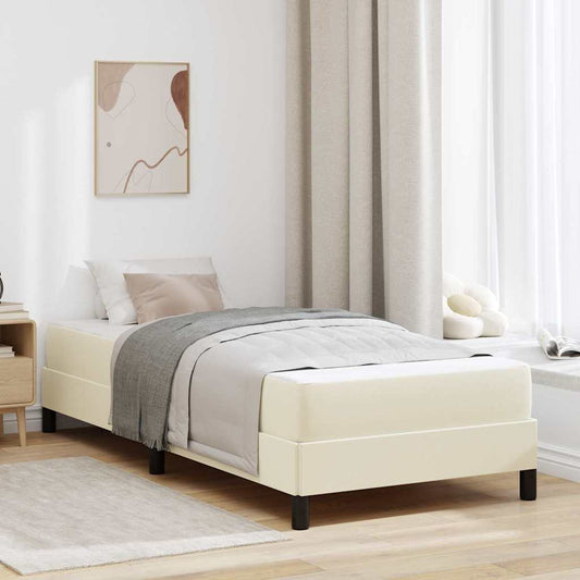 Bett mit Matratze Creme 90 x 200 cm Kunstleder