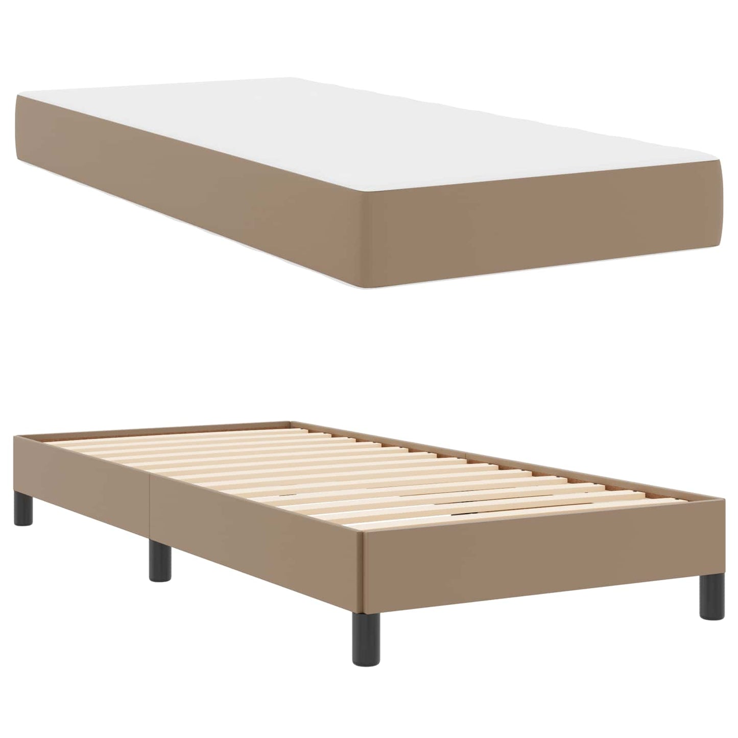 Bettrahmen mit Matratze Cappuccino 90 x 200 cm Stoff