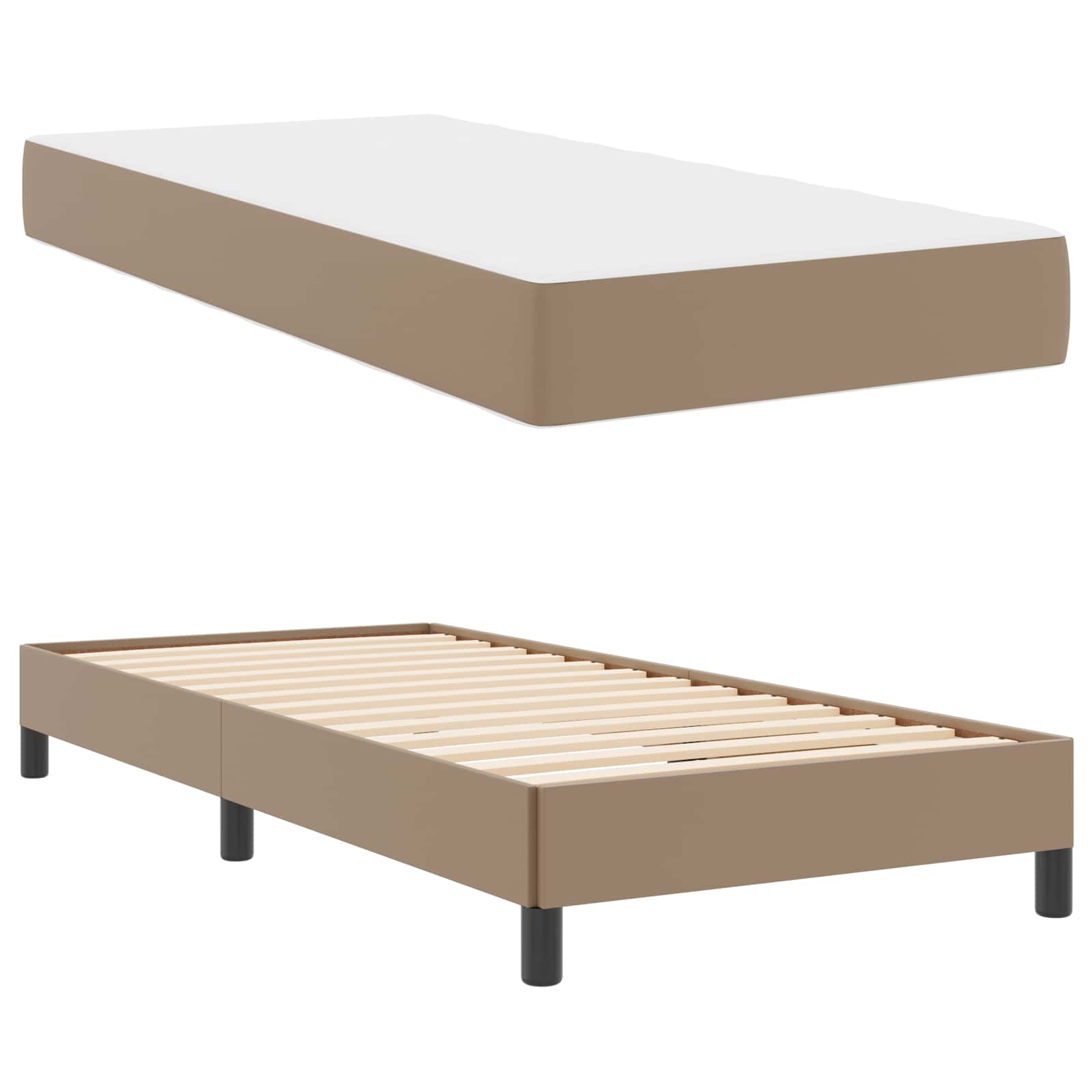 Bettrahmen mit Matratze Cappuccino 90 x 200 cm Stoff