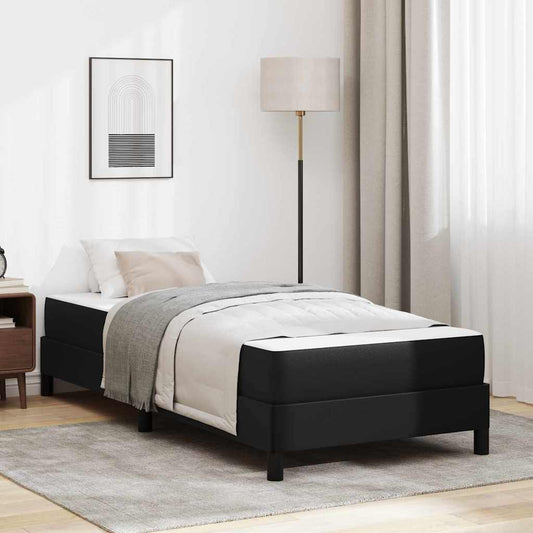 Bett mit Matratze Schwarz 100 x 200 cm Kunstleder
