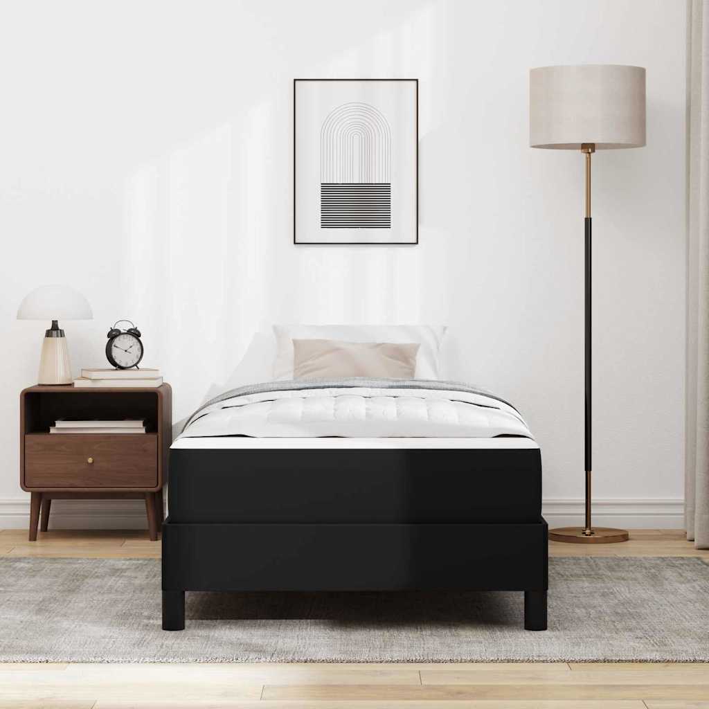 Bett mit Matratze Schwarz 100 x 200 cm Kunstleder