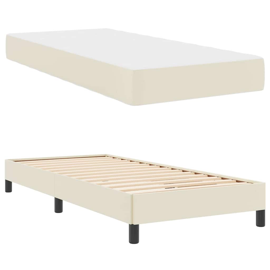 Bett mit Matratze Creme 100 x 200 cm Kunstleder