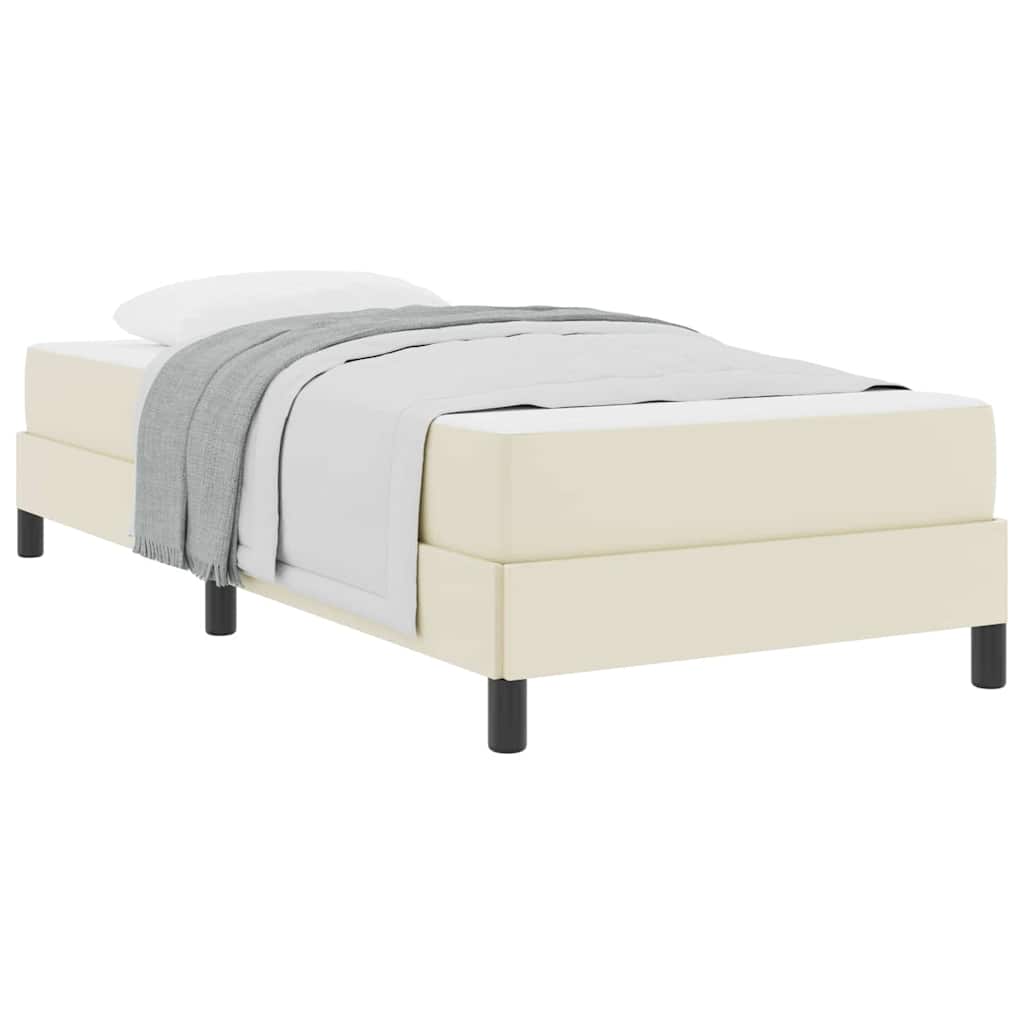 Bett mit Matratze Creme 100 x 200 cm Kunstleder