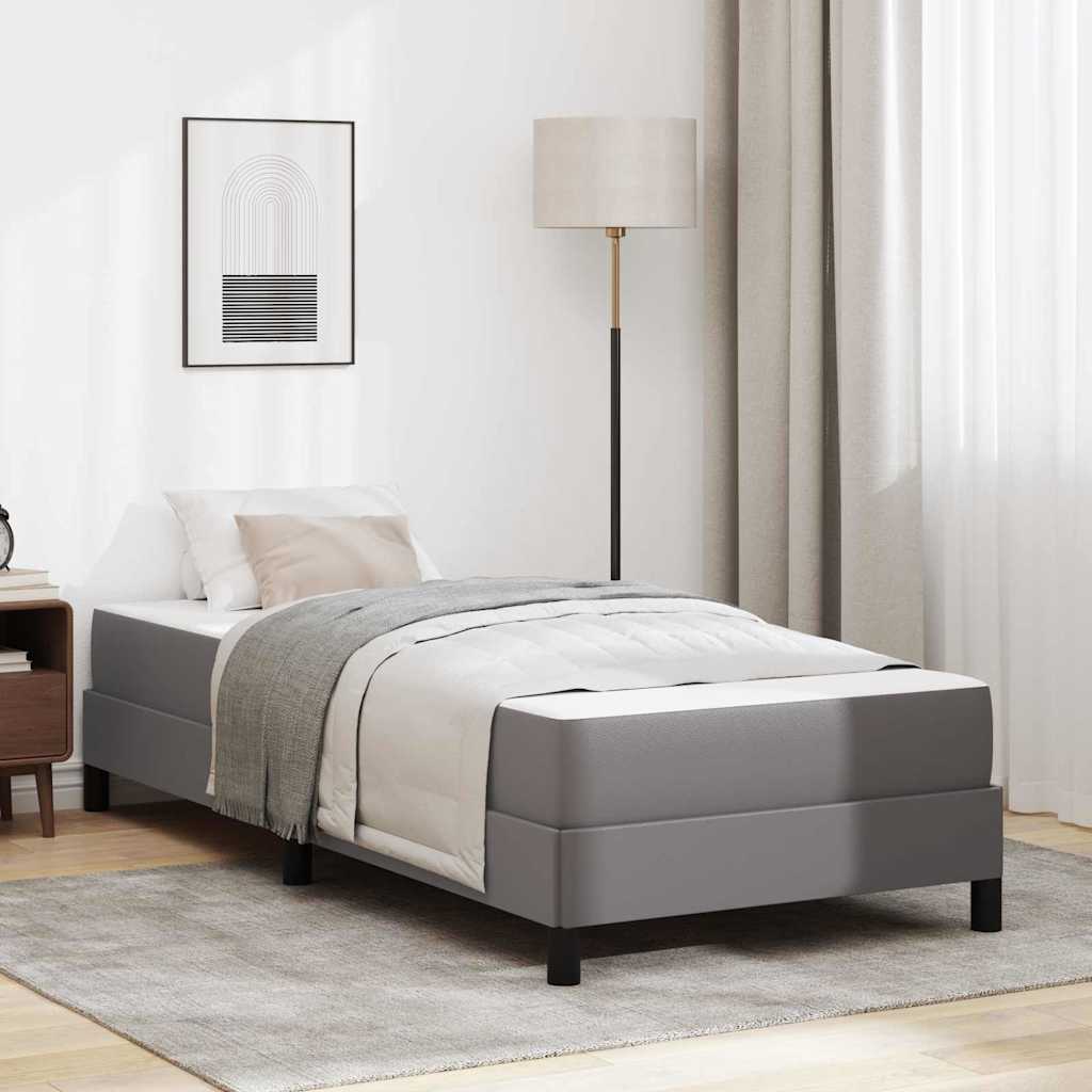 Bett mit Matratze Grau 100 x 200 cm Kunstleder